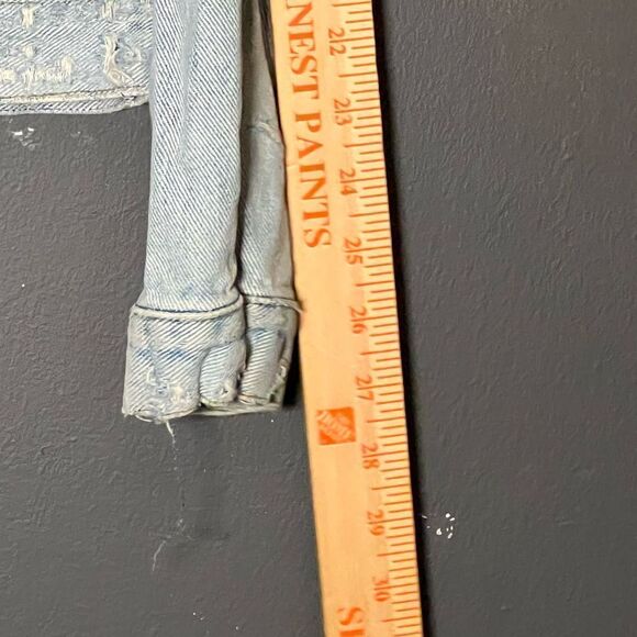 Vintage Paradise France Handmade Distressed Denim Jacket With Vintage Bandana Pa - Picture 7 of 9